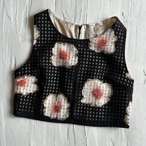 Chelsea & Violet Floral crop Sleeveless Tank Top Size M black tan